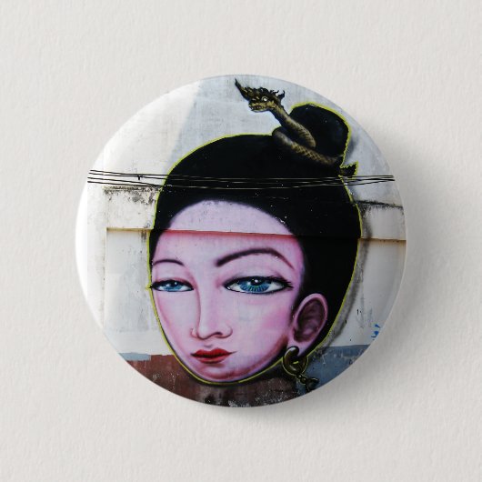 Lady Lao Graffiti Street Art Ronde Button 5,7 Cm (Voorkant)