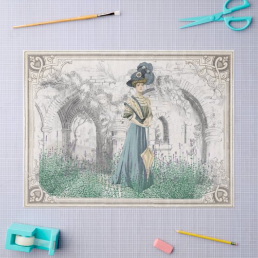  Lady Lavender Garden Franse Lijst Arch Tissuepapier (Craft)