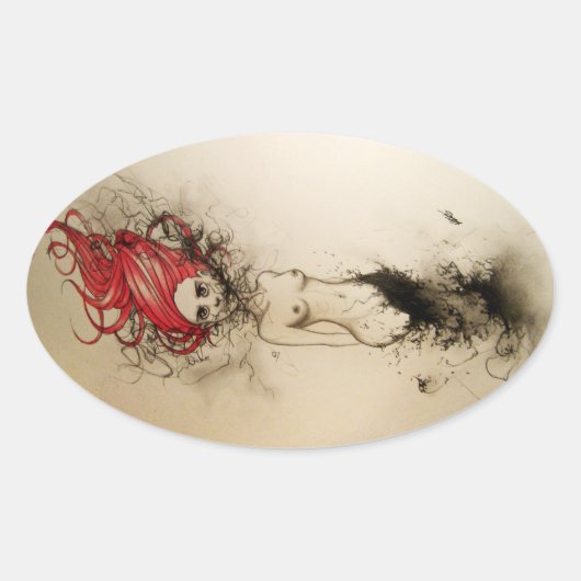 Lady Lazarus Ovale Sticker (Voorkant)