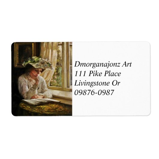 Lady Leading door een venster Etiket (Voorkant)