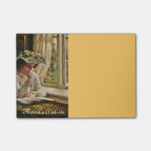 Lady Leading door een venster Post-it® Notes