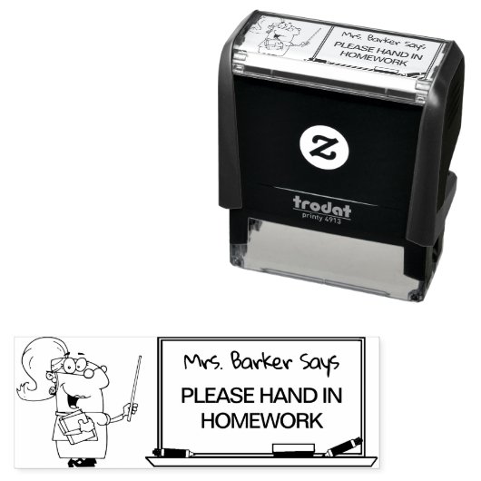 Lady leraar zegt:.. Geef uw huiswerk af Zelfinktende Stempel (In situ)