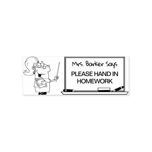 Lady leraar zegt:.. Geef uw huiswerk af Zelfinktende Stempel (Design)
