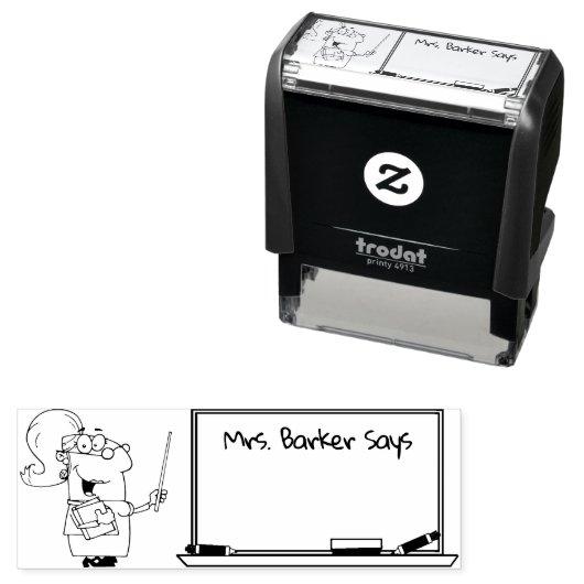 Lady leraar zegt:.. Schrijf je eigen tekst Zelfinktende Stempel (In situ)