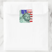 Lady Liberty & American Flag Dank je wel Vierkante Sticker (Tas)