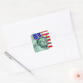 Lady Liberty & American Flag Dank je wel Vierkante Sticker (Envelop)