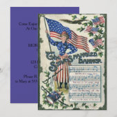 Lady Liberty American Flag Star-Spangled Banner Kaart (Voorkant / Achterkant)