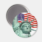 Lady Liberty & Amerikaanse vlag Magneet (Voorkant / Achterkant)