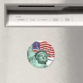 Lady Liberty & Amerikaanse vlag Magneet (Insitu (Vaatwasser))