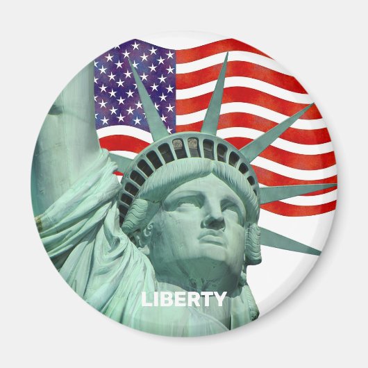 Lady Liberty & Amerikaanse vlag Magneet (Voorkant)