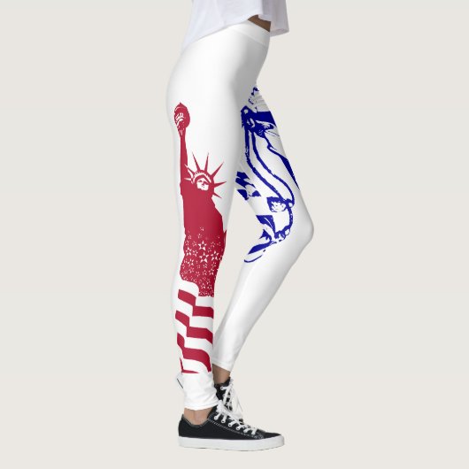 Lady Liberty Amerikaanse vlag rood wit blauw Leggings (Rechts)
