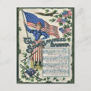 Lady Liberty Amerikaanse vlag sterren en strepen Briefkaart
