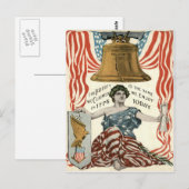Lady Liberty Bell Amerikaanse vlag 4 juli Briefkaart (Voorkant / Achterkant)