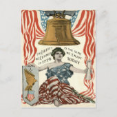Lady Liberty Bell Amerikaanse vlag 4 juli Briefkaart (Voorkant)