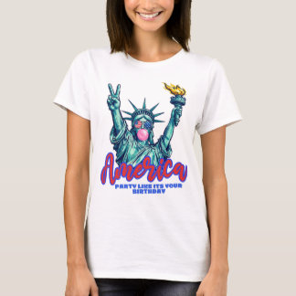 Lady Liberty Blaast Bubbelgom Vredesteken  T-shirt