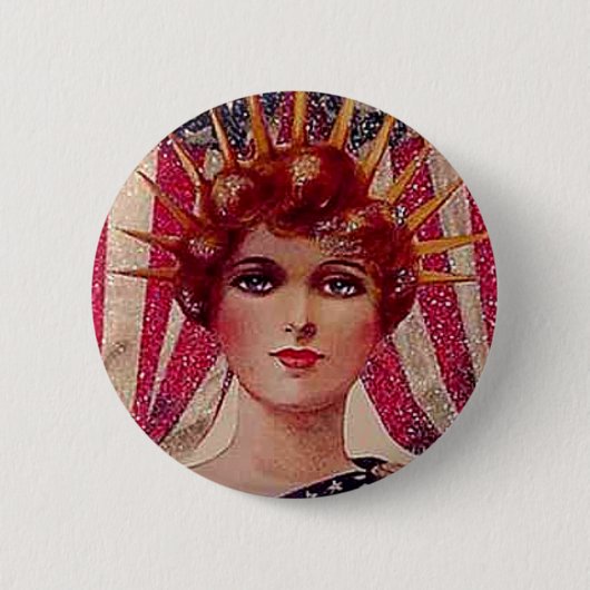  Lady Liberty Briefkaart 4 juli Ronde Button 5,7 Cm (Voorkant)