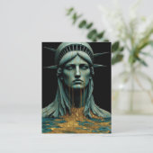 Lady Liberty Cries Tears of Gold as She Melts Away Briefkaart (Staand voorkant)