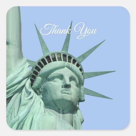Lady Liberty Dank Je Vierkante Sticker (Voorkant)