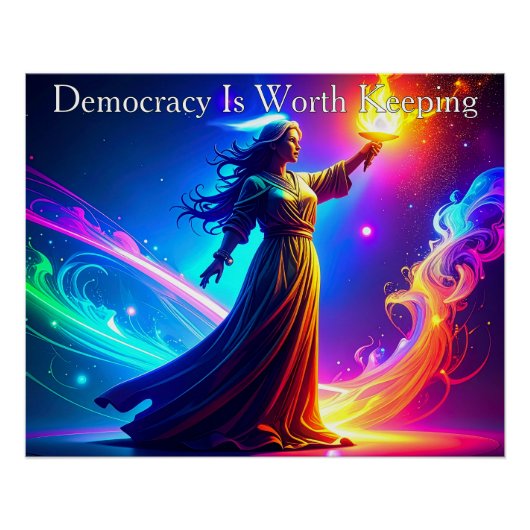 Lady Liberty Democracy Is Worth Keeping Perfect Poster (Voorkant)