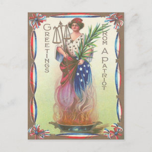 Lady Liberty Eeuwige Vlam Schalen van Gerechtighei Briefkaart