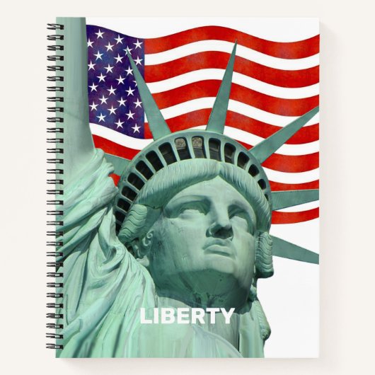 Lady Liberty en Amerikaanse vlag Notitieboek (Voorkant)