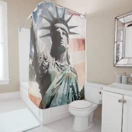 Lady Liberty en de Amerikaanse vlag Douchegordijn