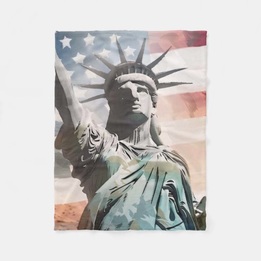 Lady Liberty en de Amerikaanse vlag Fleece Deken (Voorkant)