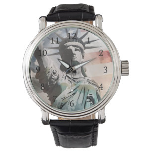 Lady Liberty en de Amerikaanse vlag Horloge