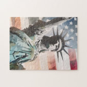 Lady Liberty en de Amerikaanse vlag Legpuzzel (Horizontaal)