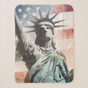 Lady Liberty en de Amerikaanse vlag Sherpa Deken