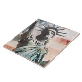 Lady Liberty en de Amerikaanse vlag Tegeltje (Zijkant)