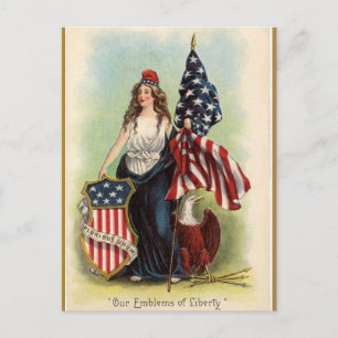  Lady Liberty en Emblemen van Vrijheid Briefkaart