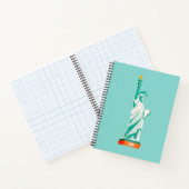 Lady Liberty en Monogram op Light Blauwgroen Notitieboek (Binnen)