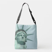 Lady Liberty en Monogram op Light Blue Crossbody Tas (Achterkant)