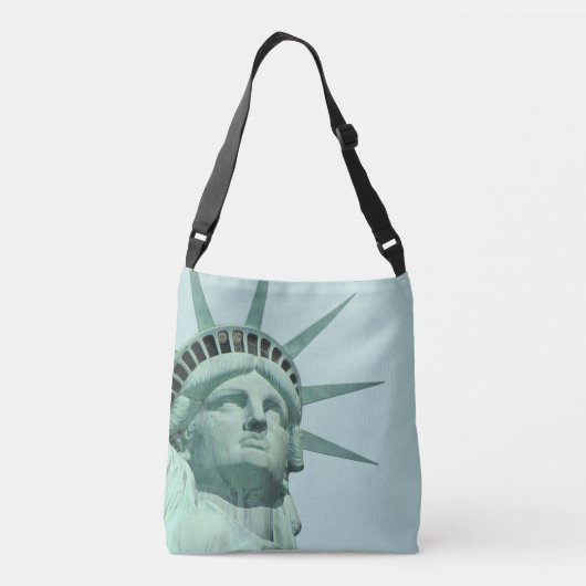 Lady Liberty en Monogram op Light Blue Crossbody Tas (Achterkant)