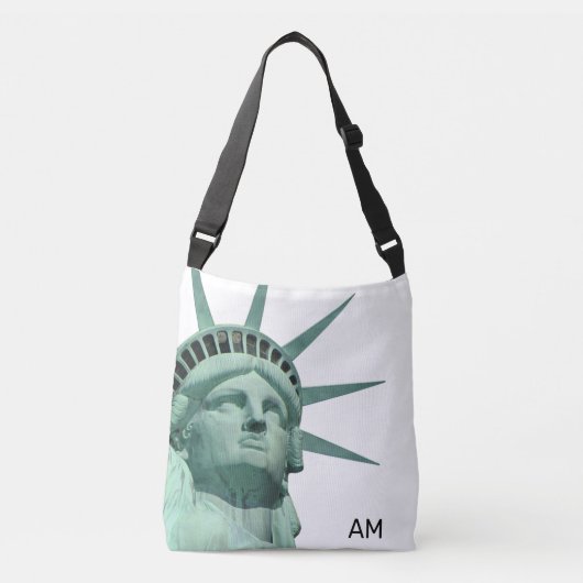 Lady Liberty en monogram op wit Crossbody Tas (Voorkant)