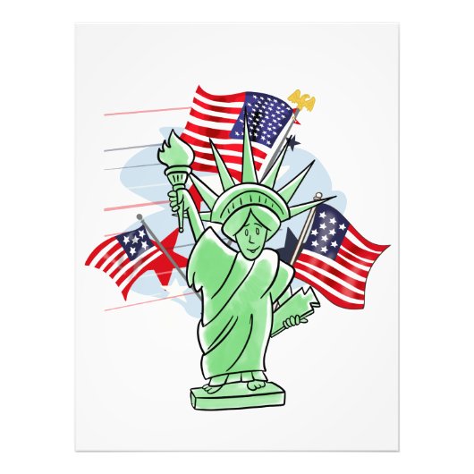 Lady Liberty en Old Glory Foto Afdruk (Voorkant)