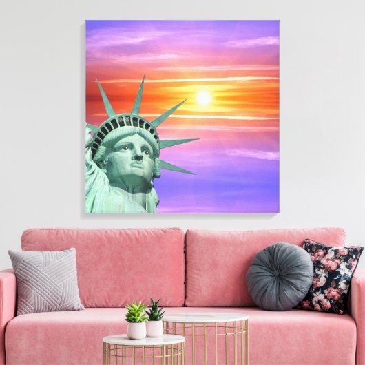 Lady Liberty en Sunrise Canvas Afdruk (Insitu (Woonkamer))