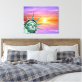 Lady Liberty en Sunrise Canvas Afdruk (Insitu (Slaapkamer))
