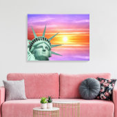 Lady Liberty en Sunrise Canvas Afdruk (Insitu (Woonkamer))