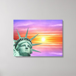 Lady Liberty en Sunrise Canvas Afdruk
