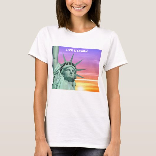 Lady Liberty en Sunrise T-Shirt (Voorkant)