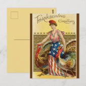 Lady Liberty en twee grote kalkoenen Briefkaart (Voorkant / Achterkant)