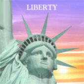 Lady Liberty en zonsopgang Sticker (Voorkant)