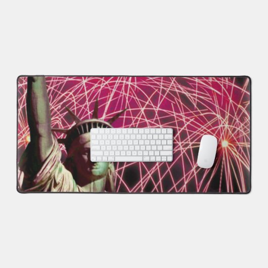 Lady Liberty Fireworks Background Celebration Bureaumat (Keyboard & Muis)