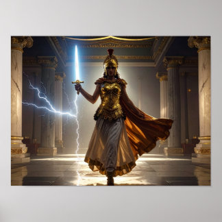 Lady Liberty Goddess Athena Warrior USA Democracy Poster