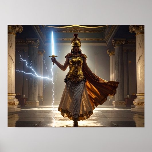 Lady Liberty Goddess Athena Warrior USA Democracy Poster (Voorkant)