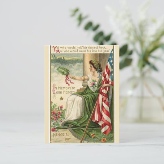  Lady Liberty Green Robe Memorial Day Briefkaart (Staand voorkant)