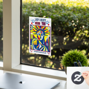 Lady Liberty heeft je nodig! White BG vecht tegen Raamsticker