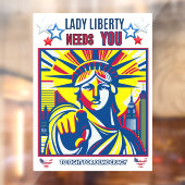 Lady Liberty heeft je nodig! White BG vecht tegen  Raamsticker (Vel 2)